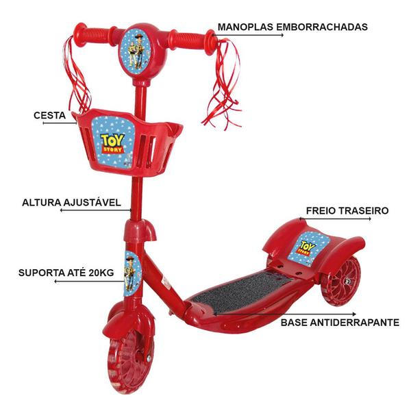 Imagem de Patinete Infantil 3 Rodas Toy Story c/ Luz Led Som Radical