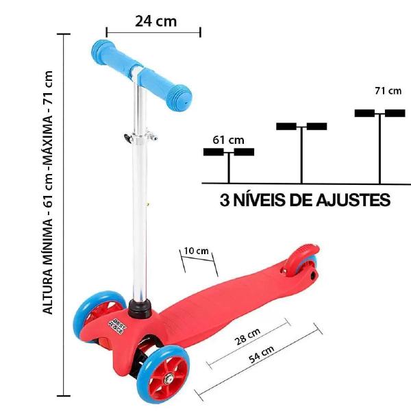 Imagem de Patinete Infantil 3 Rodas Vermelho Com ul Ate 30Kg R2655