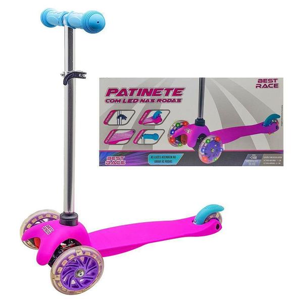 Imagem de Patinete Infantil Com 3 Rodas E Leds Rosa