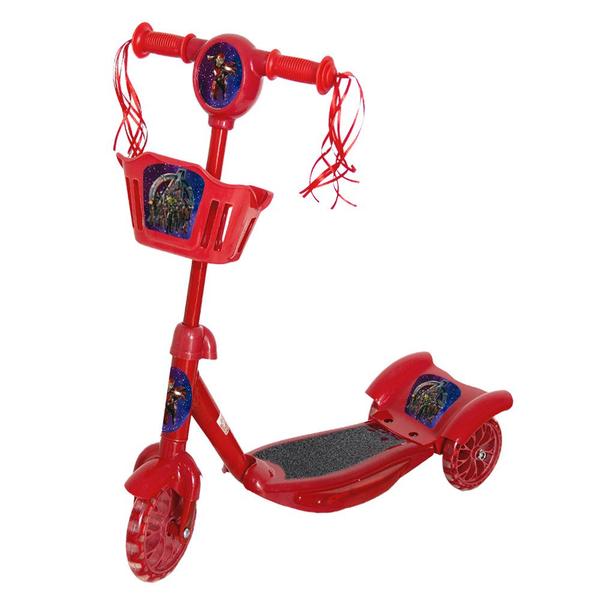 Imagem de Patinete Infantil Criança 4 Anos Vingadores Vermelho Cesta