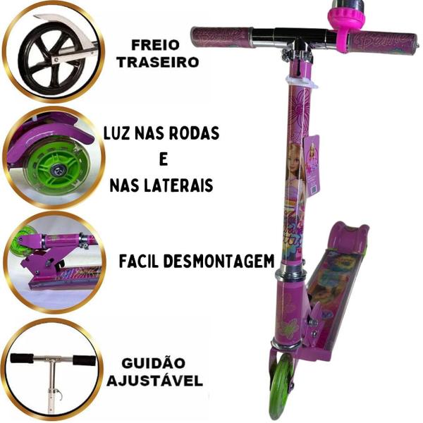 Imagem de Patinete Infantil De Ferro 3 Rodas Com Luz Personagem:Bettie