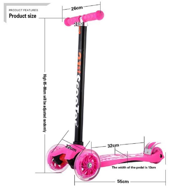 Imagem de Patinete Infantil Feminino 4 Rodas Luminosas - 50kg - ROSA