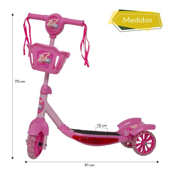 Imagem de Patinete Infantil Feminino Barbie Radical Ajustável Luz Som