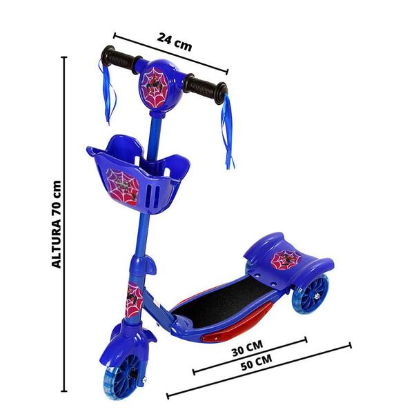 Imagem de Patinete Infantil Homem Aranha 3 Rodas Com Led Azul