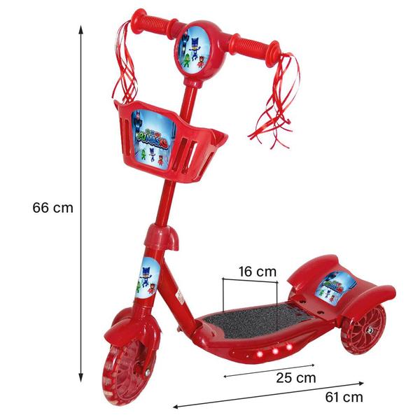 Imagem de Patinete Infantil Masculino 3 Anos PJ Masks Led p/ Crianças