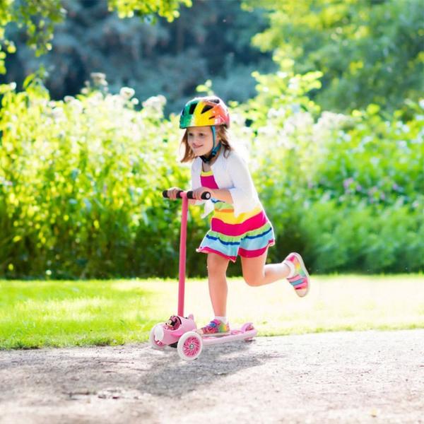 Imagem de Patinete Infantil Menina 3 Rodas Brinquedo Criança Original Oficial Disney Minnie Avião Voo Divertido Rosa 