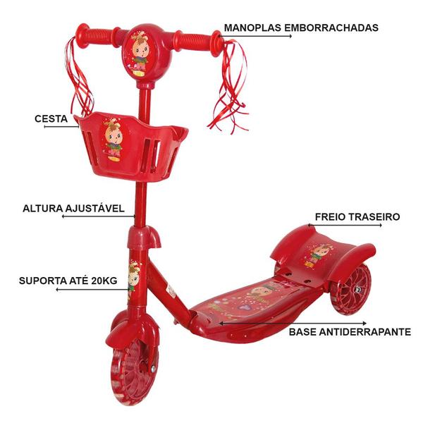 Imagem de Patinete Infantil Radical 3 Rodas com Cestinha Compacto