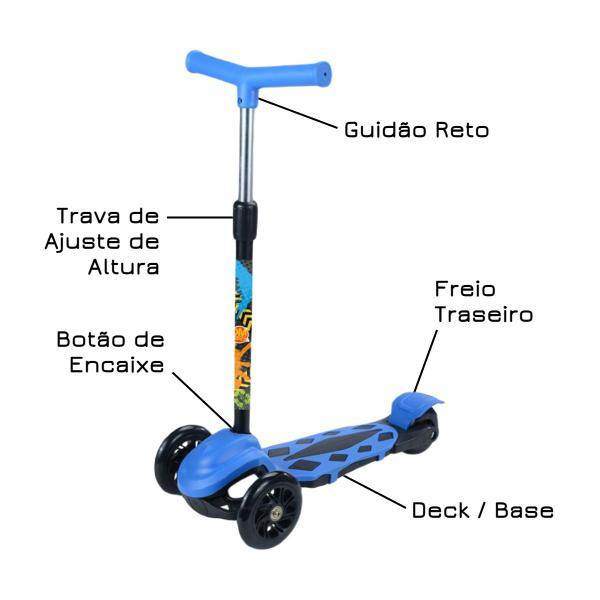 Imagem de Patinete Infantil Radical Power New 3 Rodas Azul 40kg