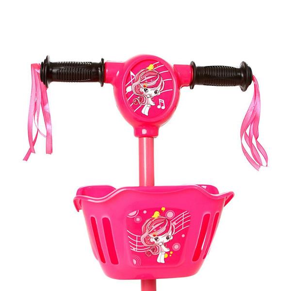 Imagem de Patinete Infantil Rosa de Cestinha 3 Rodas Com Led e Som