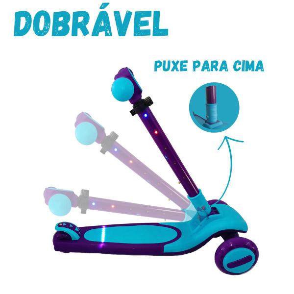 Imagem de Patinete Infantil scooter dobrável com Led 3 rodas até 50Kg Dream Light Azul