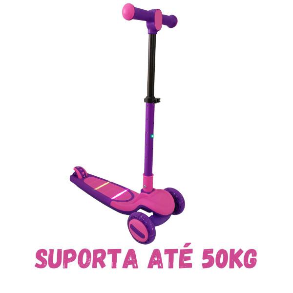 Imagem de Patinete Infantil scooter dobrável com Led 3 rodas até 50Kg Dream Light Rosa