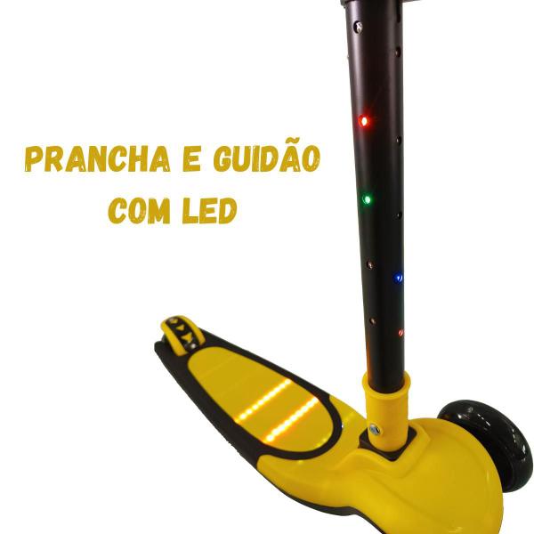 Imagem de Patinete Infantil scooter dobrável com Led 3 rodas scooter até 50Kg Dream Light amarelo