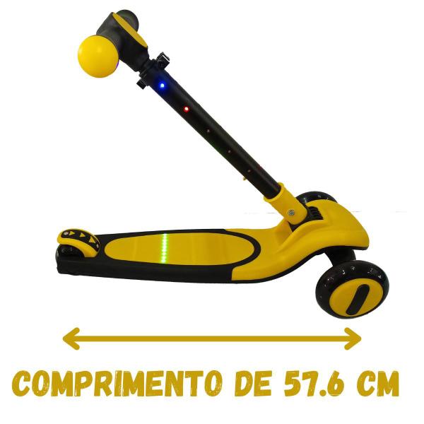 Imagem de Patinete Infantil scooter dobrável com Led 3 rodas scooter até 50Kg Dream Light amarelo