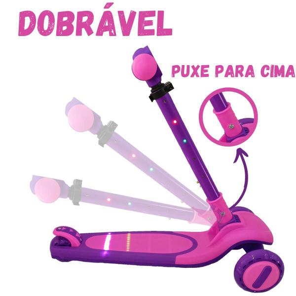 Imagem de Patinete Infantil Scooter Dobrável Led 3 Rodas Até 50Kg