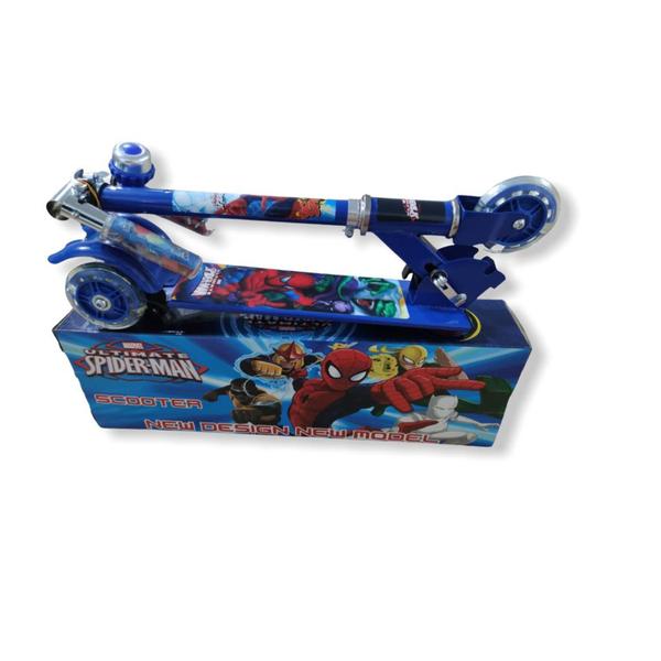 Imagem de Patinete Infantil Scooter Metal Homem Aranha 3 Rodas Led - Buzina