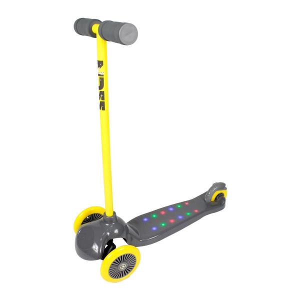 Imagem de Patinete Infantil Zumm Com Led 3 Rodas Cinza Modelo Dobrável Belfix Base Antiderrapante Super Resistente