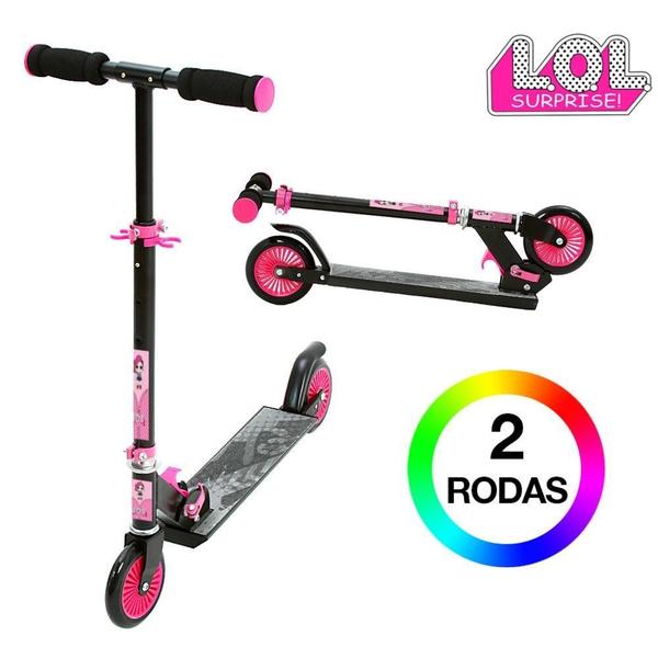 Imagem de Patinete Lol Preto e Rosa para Meninas Ajustável - DM Radical