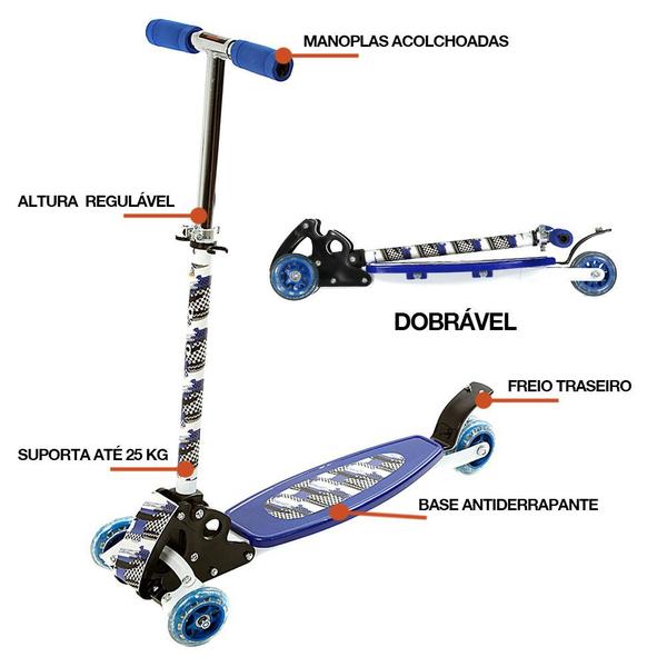 Imagem de Patinete Masculino 4 Rodas de Balanço Azul BBR Toys