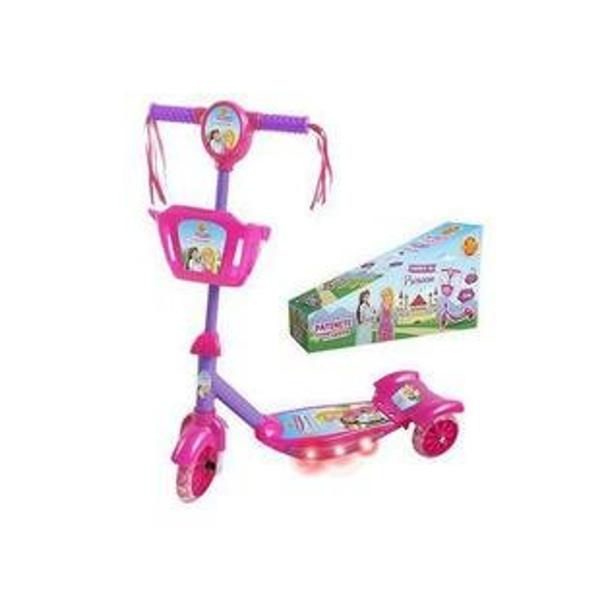 Imagem de Patinete Menina infantil Com Som e Luz Rosa C/ Cesta DMR5621 - Dm Toys