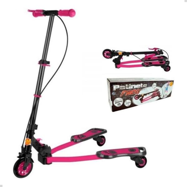 Imagem de Patinete Meninas Infantil Ski Trinete Frog Rosa Até 60kg 