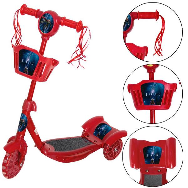 Imagem de Patinete Menino Thor Scooter Cestinha Led Musica Toys 2U