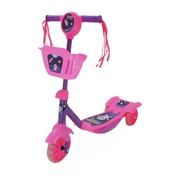 Imagem de Patinete Musical Com Cesta Som E Luz Rosa Espacial - Zippy