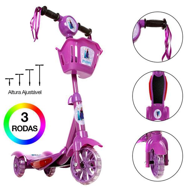 Imagem de Patinete Para Crianças Frozen Scooter 3 Rodas Brinquedo