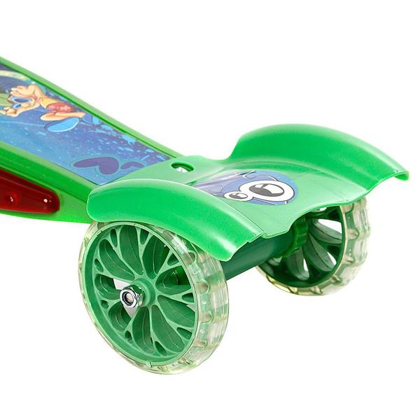 Imagem de Patinete Para Crianças Scooter 3 Rodas Brinquedo Infantil De Led E Som Menino Verde Modelo Com Cestinha Art Brink