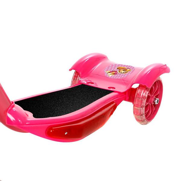 Imagem de Patinete Para Crianças Scooter 3 Rodas Brinquedo Infantil Led E Som Menina Rosa Modelo Patrulha Canina Skye  Com Cesta