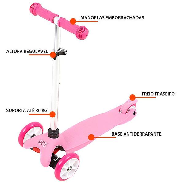 Imagem de Patinete para Meninas Best Race com 3 Rodas Rosa BBR Toys