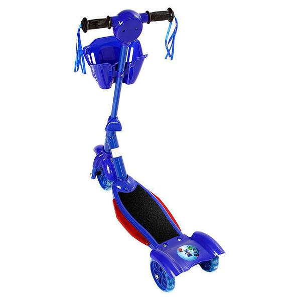 Imagem de Patinete PJ Mask Para Crianças Scooter 3 Rodas Brinquedo Infantil De Led E Som Menino Azul Modelo Com Cestinha Art Brink