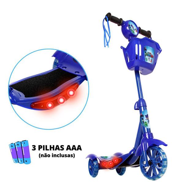 Imagem de Patinete Pj Masks 3 Rodas Brinquedo Criança Com Led