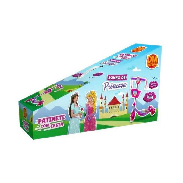 Imagem de Patinete Princesa 3 Rodas Infantil Musical Com Luzes E Cesta