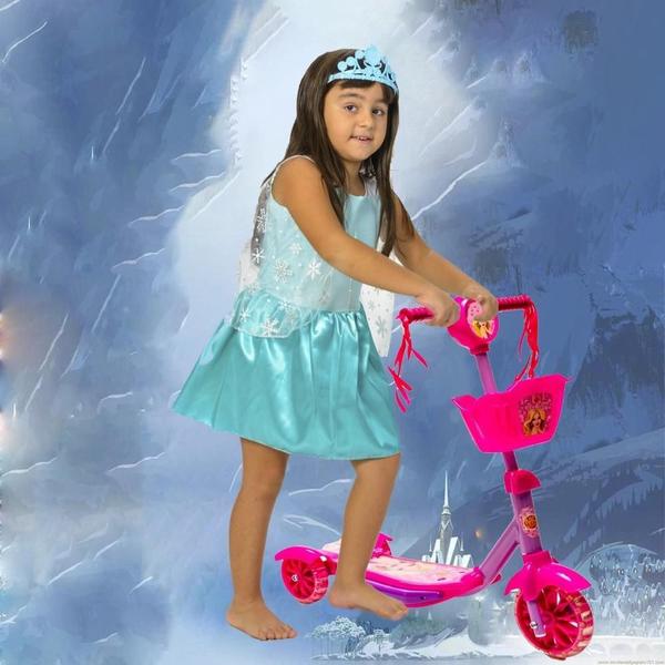 Imagem de Patinete Rosa de Princesa + Vestido Princesa Azul + Coroa