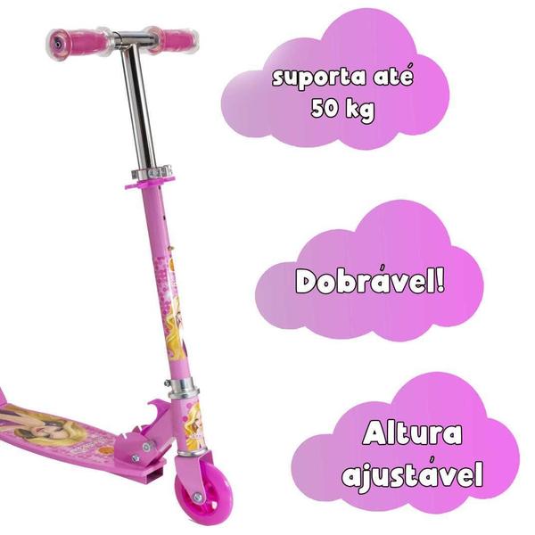 Imagem de Patinete Rosa Dobrável Infantil Crianças 6 7 8 9 10 11 Anos