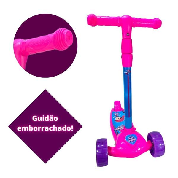 Imagem de Patinete Rosa Infantil 3 Rodas Menina Luz Led Feminino