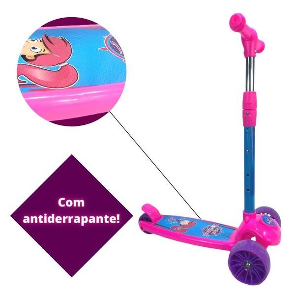 Imagem de Patinete Rosa Infantil 3 Rodas Menina Luz Led Feminino