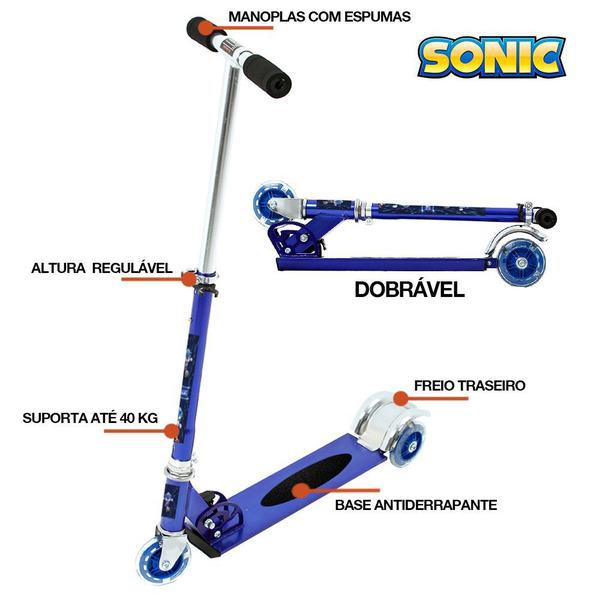 Imagem de Patinete Sonic para Criança 3 Rodas Masculino Azul