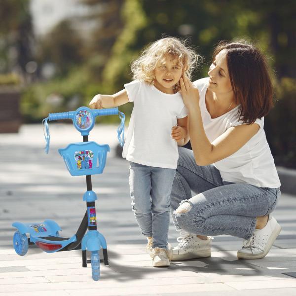 Imagem de Patinete Turma do Problems Led Com Cesta Azul Para Crianças