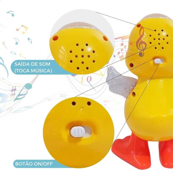 Imagem de Patinho Dançante Musical Infantil Som E Luz Duck Mexe Olho Cor Amarelo