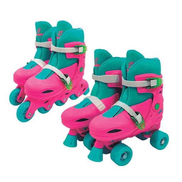 Imagem de Patins 2 em 1 Rosa com Azul 34-37- Fênix PK2-01