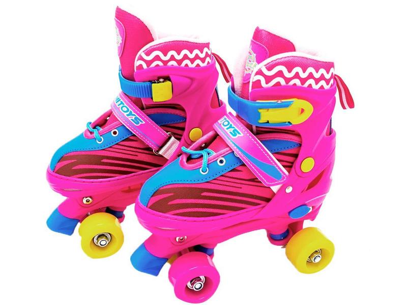 Imagem de Patins 4 Rodas Infantil Unitoys Quad Rosa - com Acessórios