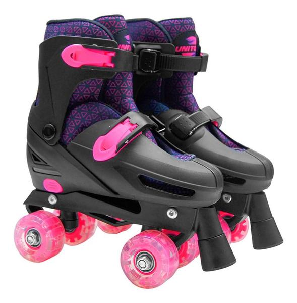 Imagem de Patins 4 Rodas Led Infantil Roller Feminino Rosa num 34 Ao 37