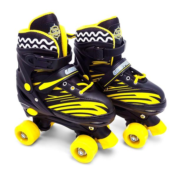 Imagem de Patins 4 Rodas Quad Infantil Ajustável + Kit Proteção Preto