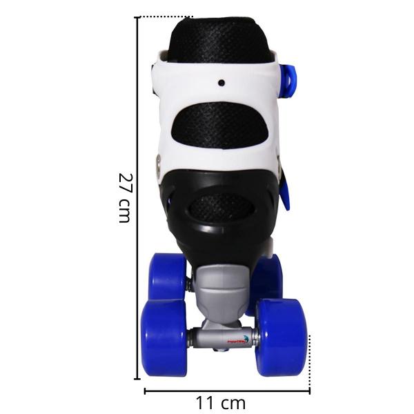 Imagem de Patins 4 rodas roller classic kit de proteção azul 31-34