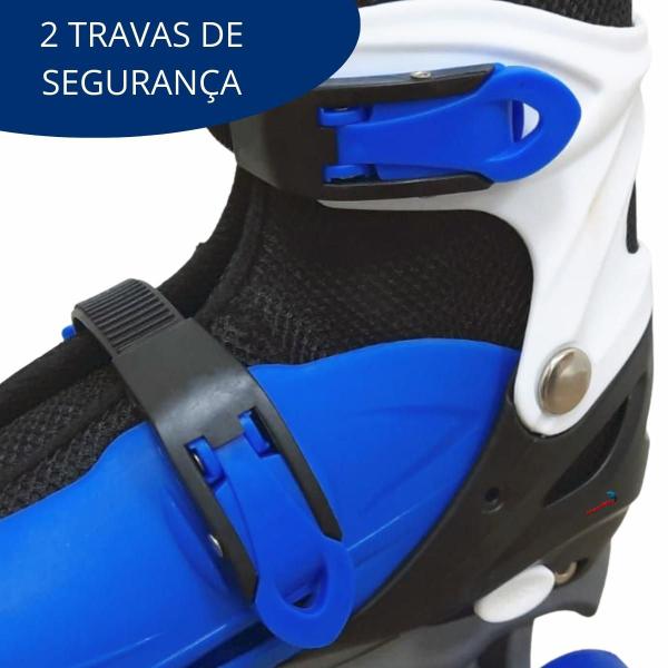 Imagem de Patins 4 rodas roller clássico ajustável G 39-42 azul menino