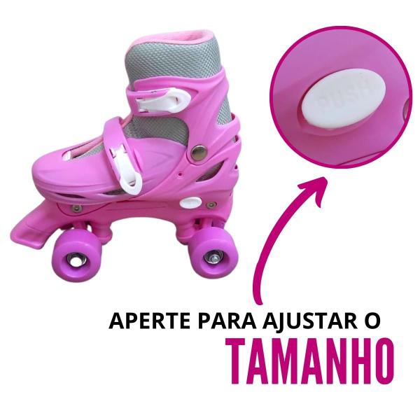 Imagem de Patins 4 rodas roller clássico ajustável G 39-42 rosa meina