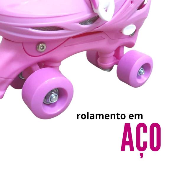 Imagem de Patins 4 rodas roller clássico ajustável G 39-42 rosa meina