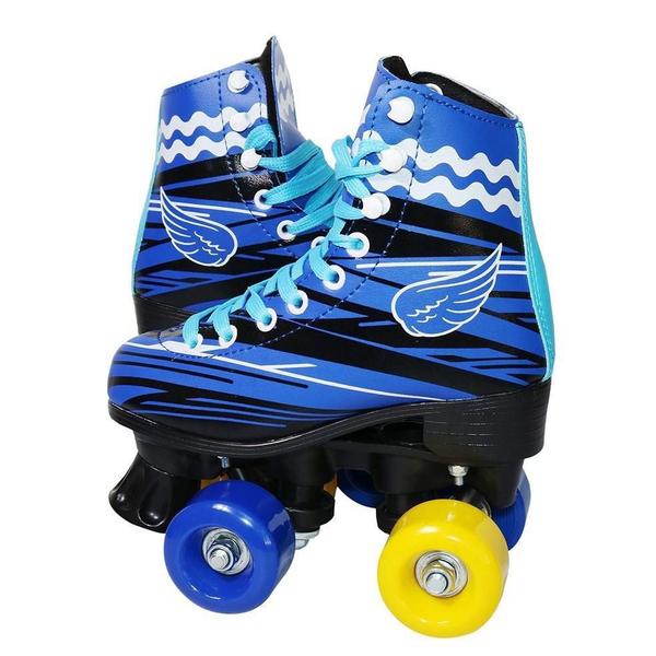 Imagem de Patins 4 Rodas Roller Classico Azul C/ Kit de Proteção 34/35 Importway BW021AZ