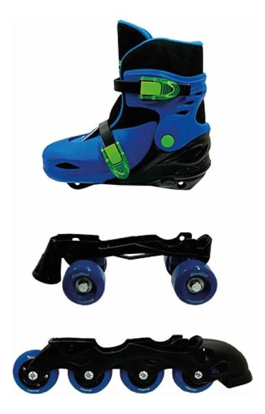 Imagem de Patins Ajustável 2 Em 1 In Line E 4 Rodas 34-37 Fenix Azul